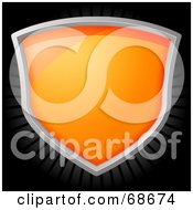 Royalty Free RF Clipart Illustration Of A Shiny Orange Shield Over A Black Background