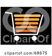 Poster, Art Print Of White And Orange Shopping Cart On Black