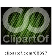 Royalty Free RF Clipart Illustration Of A Light Shining On A Green Honeycomb Patterned Background by oboy