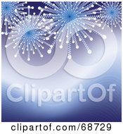 Royalty Free RF Clipart Illustration Of A Gradient Blue Background With Burst Shaped Snowflakes