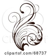 Royalty Free RF Clipart Illustration Of A Dark Brown Floral Scroll Design Element Version 2