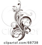 Royalty Free RF Clipart Illustration Of A Dark Brown Floral Scroll Design Element Version 3