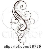 Royalty Free RF Clipart Illustration Of A Dark Brown Floral Scroll Design Element Version 4
