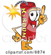 Poster, Art Print Of Dynamite Mascot Cartoon Character Pointing Upwards