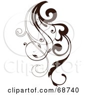 Royalty Free RF Clipart Illustration Of A Dark Brown Floral Scroll Design Element Version 1