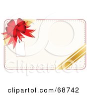 Poster, Art Print Of White Christmas Present Background With A Bow And Gold Ribbon And A Blank Tag