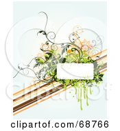 Poster, Art Print Of Off White Floral Grunge Background With A Dripping Text Box And Diagonal Lines