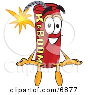 Clipart Picture Of A Red Dynamite Mascot Cartoon Character Sitting
