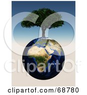 3d Cherry Tree Growing On Top Of An African Globe