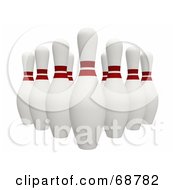Royalty Free RF Clipart Illustration Of Organized 3d Bowling Pins On White by ShazamImages #COLLC68782-0133