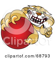 Poster, Art Print Of Bobcat Character Grabbing A Red Ball