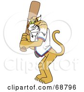 Royalty Free RF Clipart Illustration Of A Bobcat Character Batting by Mascot Junction