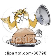 Bobcat Character Serving A Turkey