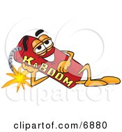 Dynamite Mascot Cartoon Character Resting His Head On His Hand