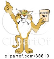Bobcat Character Holding A Report Card