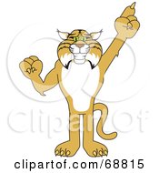 Royalty Free RF Clipart Illustration Of A Bobcat Character Pointing Up