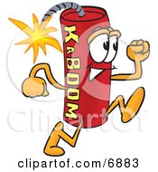Clipart Picture Of A Red Dynamite Mascot Cartoon Character Running