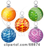 Royalty Free RF Clipart Illustration Of A Digital Collage Of Five Colorful Christmas Baubles Version 1