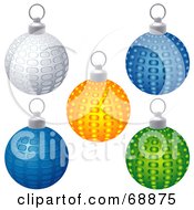 Royalty Free RF Clipart Illustration Of A Digital Collage Of Five Colorful Christmas Baubles Version 2