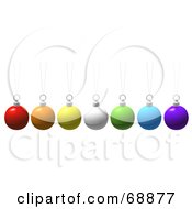 Royalty Free RF Clipart Illustration Of A Row Of Suspended Colorful 3d Christmas Baubles