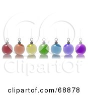 Royalty Free RF Clipart Illustration Of A Row Of Suspended Colorful 3d Glass Christmas Baubles