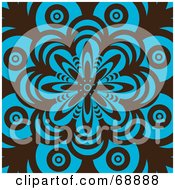 Poster, Art Print Of Retro Brown And Turquoise Flower Pattern Background