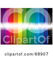 Royalty Free RF Clipart Illustration Of A Vertical Rainbow Line Background With A Ray Of Light by michaeltravers