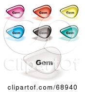 Digital Collage Of Colorful Gem Stone Shaped Buttons With Text by michaeltravers