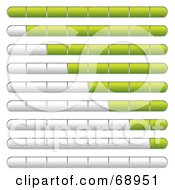Royalty Free RF Clipart Illustration Of A Digital Collage Of Green Upload Or Download Status Bars by michaeltravers