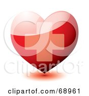 Royalty-Free Rf Clipart Illustration Of A 3d Shiny Red Heart With A Cross