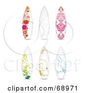 Royalty Free RF Clipart Illustration Of A Digital Collage Of Six Floral Surf Boards