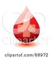 Royalty Free RF Clipart Illustration Of A 3d Shiny Blood Drop With A Cross