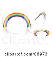 Royalty Free RF Clipart Illustration Of A Digital Collage Of Three Different Shaped Rainbows With Reflections by michaeltravers
