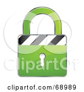 Poster, Art Print Of Secured 3d Green Padlock With Stripes