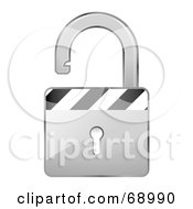 Poster, Art Print Of Open 3d Silver Padlock With Stripes