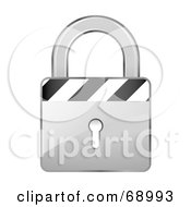 Poster, Art Print Of Secured 3d Silver Padlock With Stripes