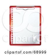 Poster, Art Print Of Red Clipboard With A Blank Piece Of Spiral Notebook Paper