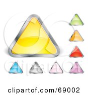 Digital Collage Of Shiny Colorful Triangle Shaped Buttons With Chrome Trim