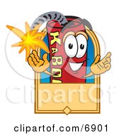 Poster, Art Print Of Dynamite Mascot Cartoon Character With A Tan Label