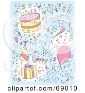 Poster, Art Print Of Doodled Birthday Background