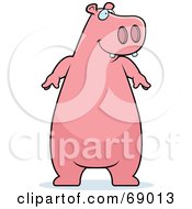 Poster, Art Print Of Pink Hippo Character Standing