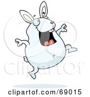 Happy Leaping White Rabbit Character