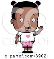 Royalty Free RF Clipart Illustration Of A Little Black Girl Waving And Wearing A Heart Shirt