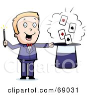 Royalty Free RF Clipart Illustration Of A Magician Man With Playing Cards In His Hat by Cory Thoman