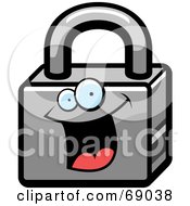 Royalty Free RF Clipart Illustration Of An Excited Padlock Character by Cory Thoman
