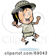 Royalty Free RF Clipart Illustration Of A Happy Safari Girl Jumping by Cory Thoman #COLLC69043-0121