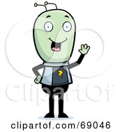 Poster, Art Print Of Waving Green Extraterrestrial Being
