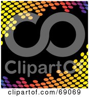 Royalty Free RF Clipart Illustration Of A Black Background With Rainbow Colored Dot Corners