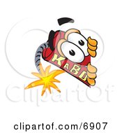 Poster, Art Print Of Dynamite Mascot Cartoon Character Peeking Around A Corner