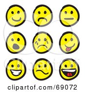 Royalty Free RF Clipart Illustration Of A Digital Collage Of White And Black Various Smiley Faces by Arena Creative #COLLC69072-0094